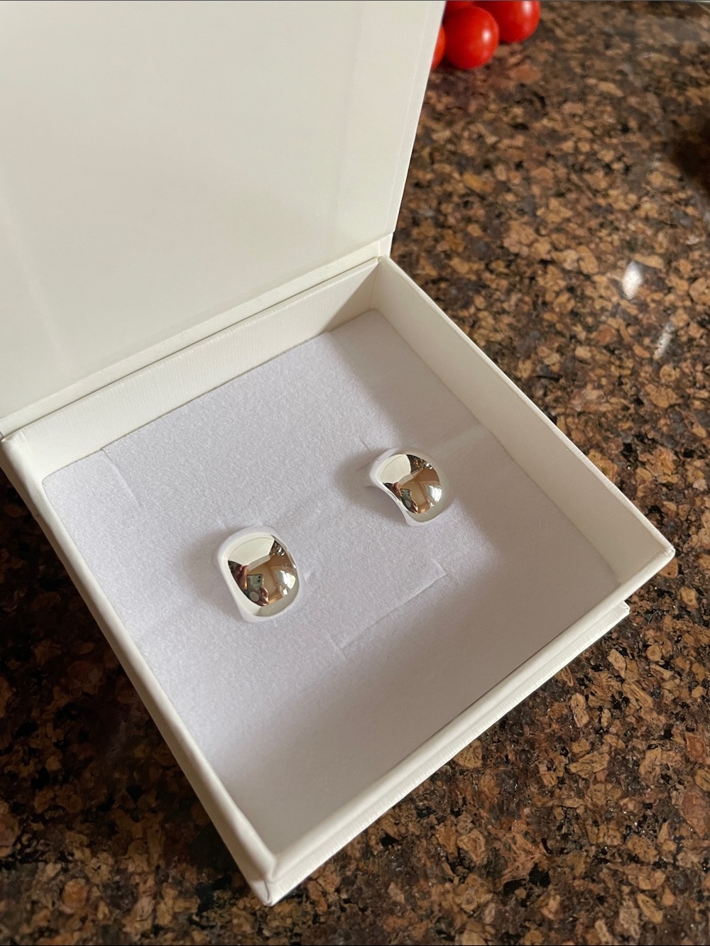KY Heaven Mayhem Silver half-hoop stud earrings